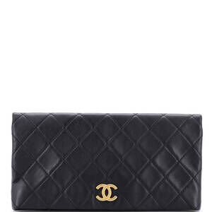 Chanel Large CC Foldover Clutch Quilted Lambskin